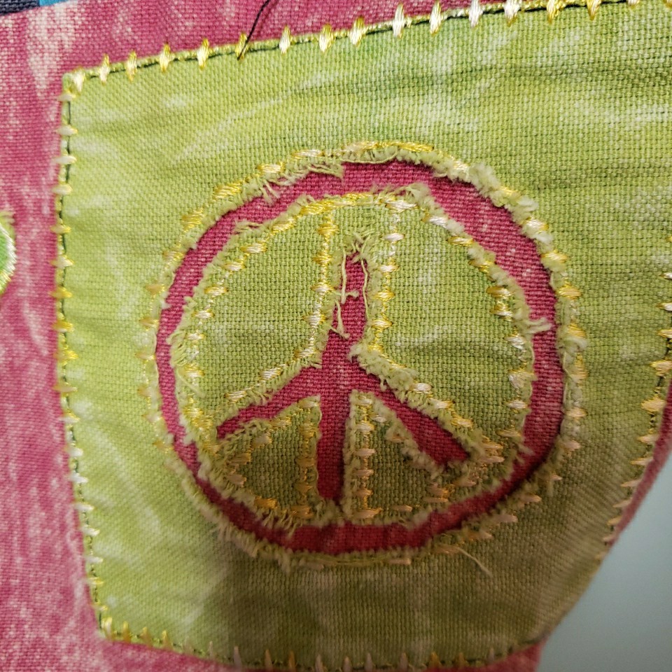 Patchwork Flower Crossbody Hobo Bag Peace Sign Hippie Sling Purse Handmade Nepal