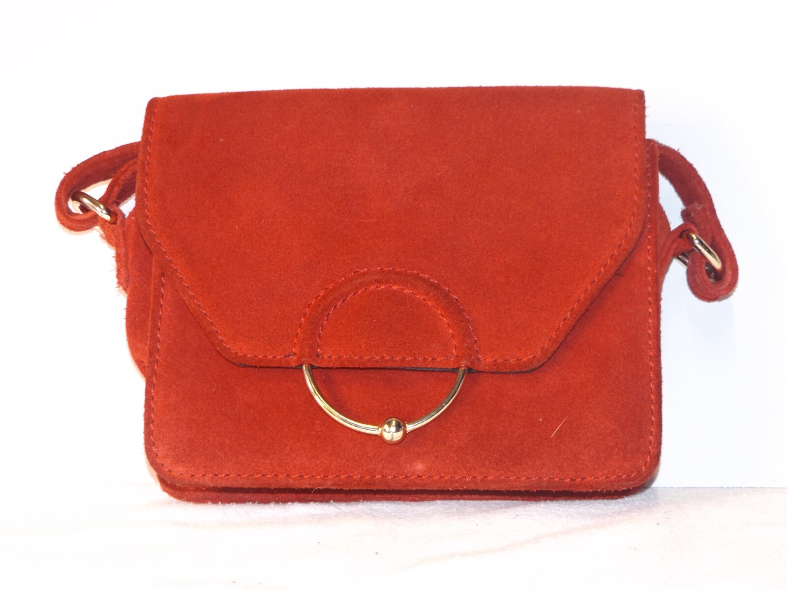 ASOS Red Leather Small Crossbody With Ring Accent
