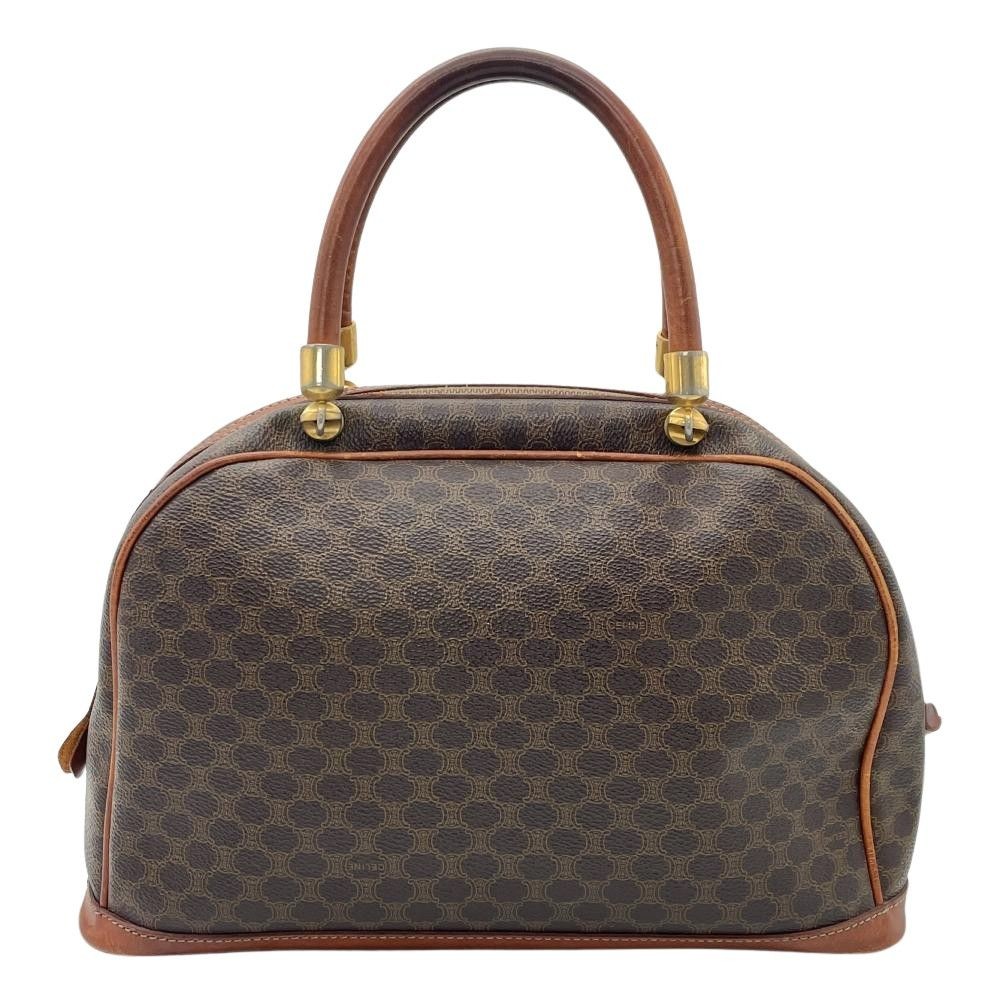 Authentic Celine Macadam Vintage Leather Shoulder Bag Brown 31.5cm