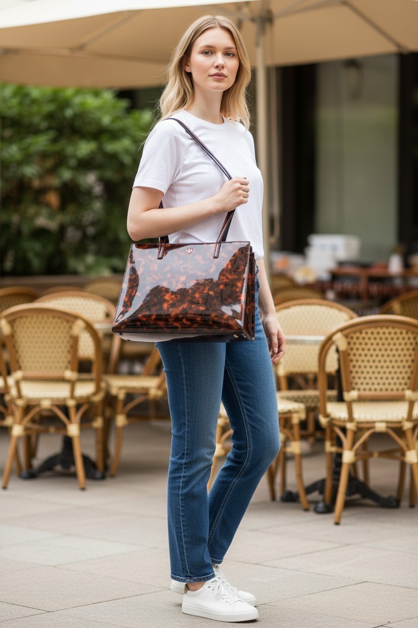 Tory Burch Emerson Work Tote 165968 Tortoise MSRP $600 NWT