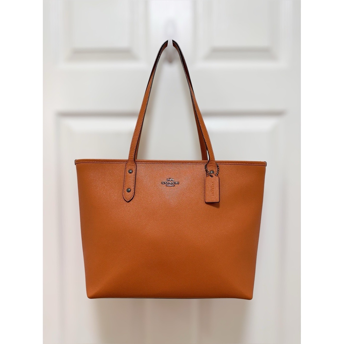 Coach City Zip Tote Large Bag Deep Caramel Tan Crossgrain Leather