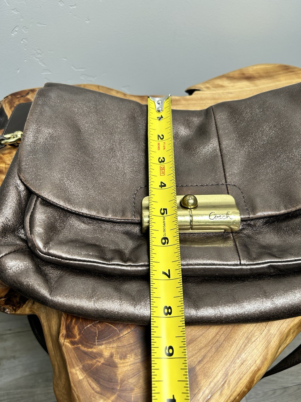 Coach Kristin Brown Leather Hobo Shoulder Bag Push Lock Clasp Brass Hardware