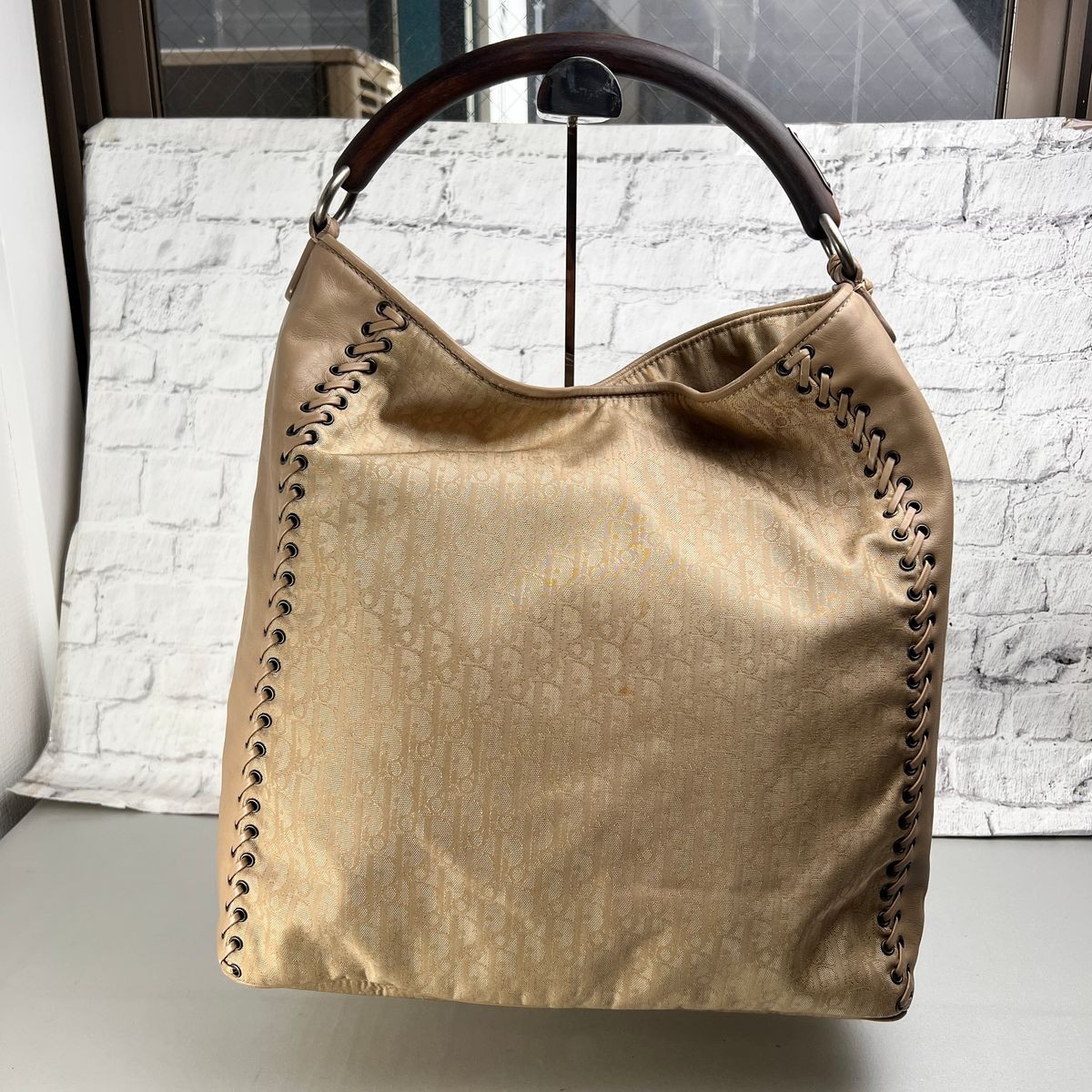Dior Trotter Leather Handbag Beige rh28709808