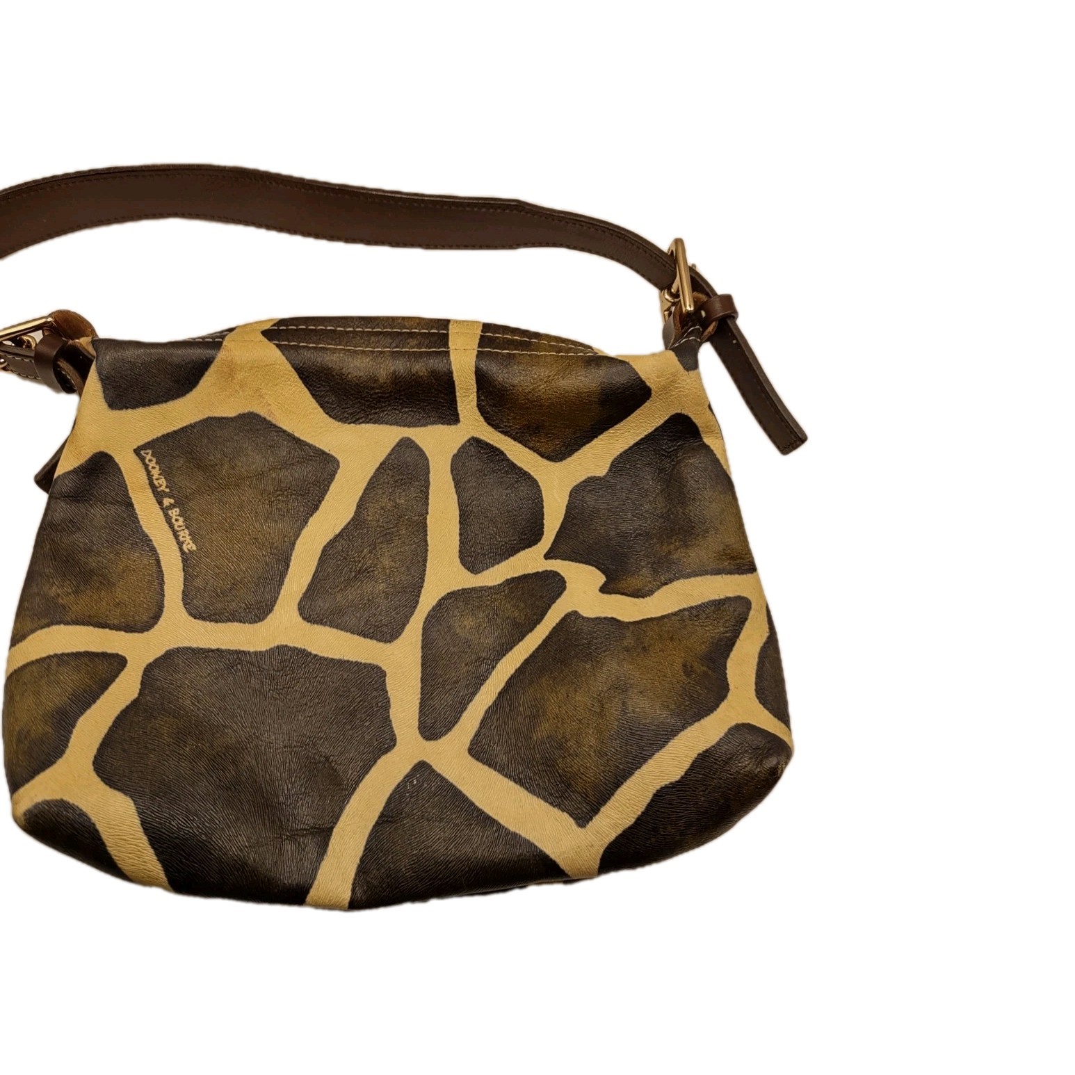 Dooney & Bourke vintage brown giraffe print shoulder bag purse w/ red interior