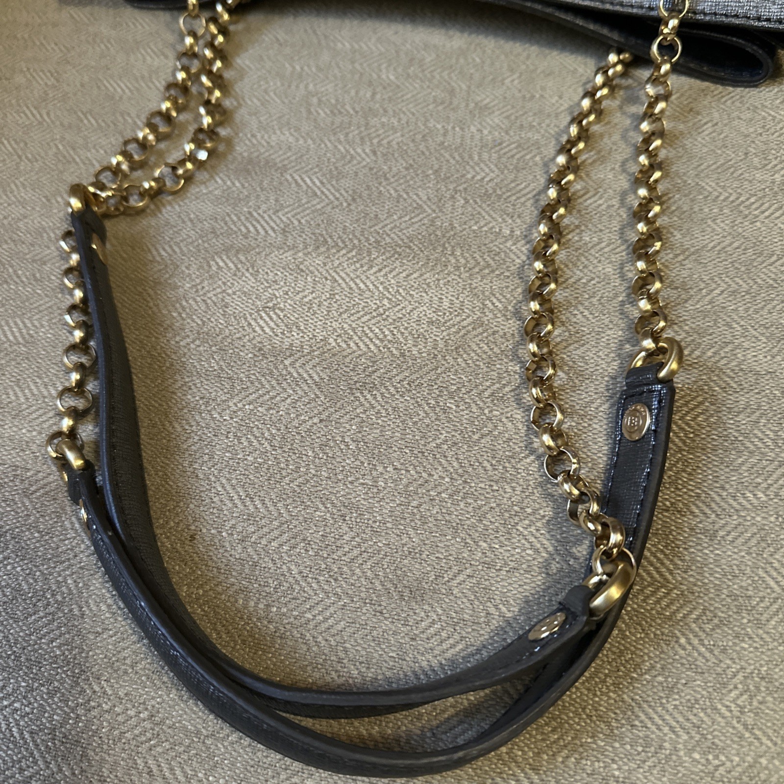 Womens Eric Javits Dark Grey Metallic Purse Shoulder Handbag Chain Strap NWOT