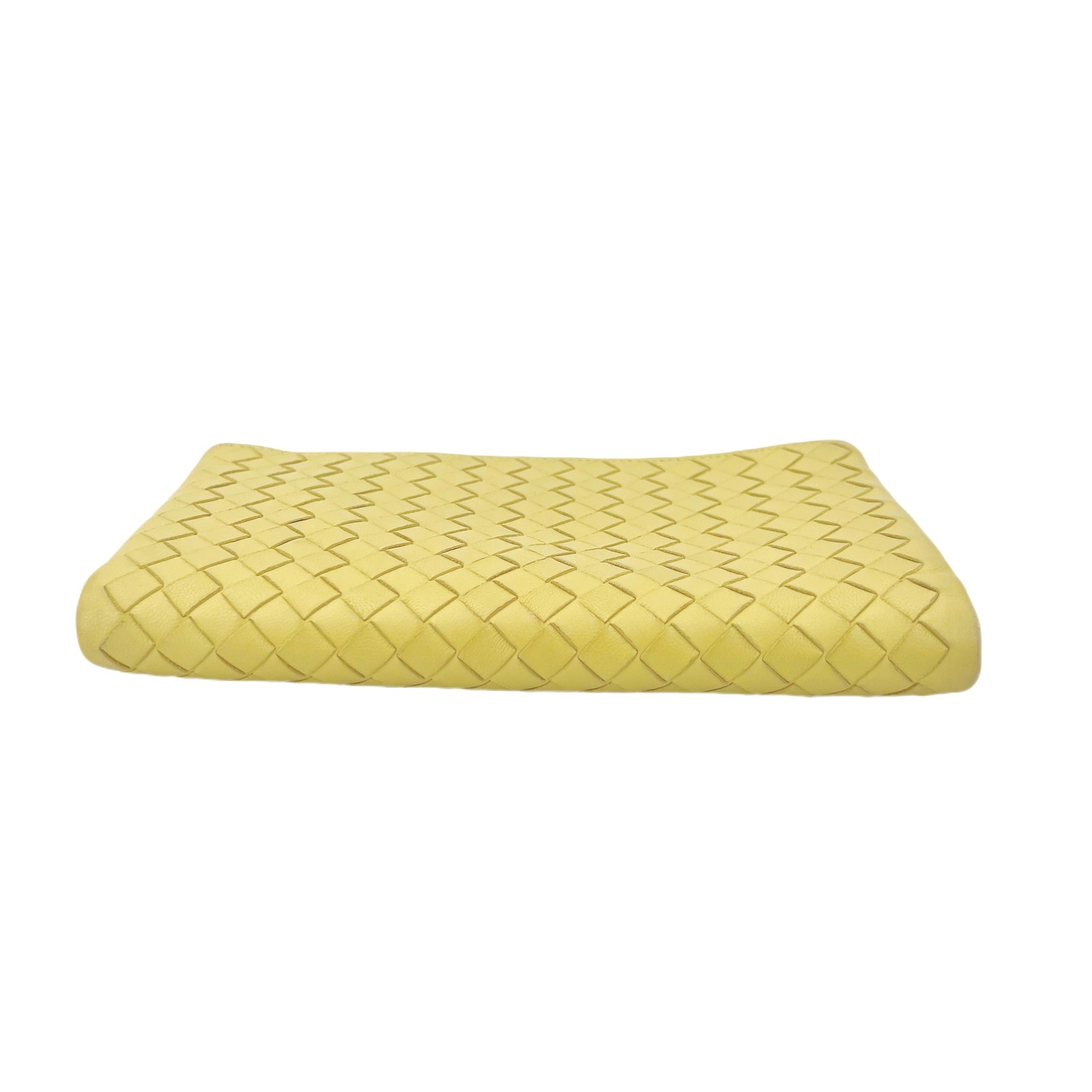 Bottega Veneta Intrecciato Normal Chick Yellow Woven Calf Clutch Wallet US Ship