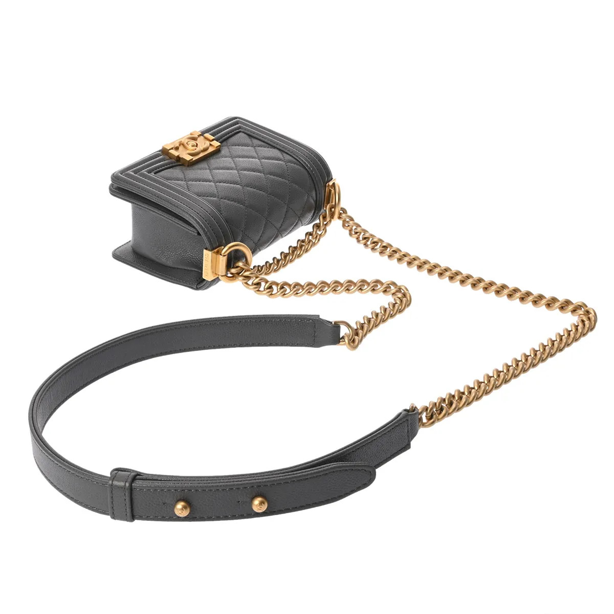 Chanel cm A67364 Shoulder Bag Grained Calfskin Gray #WB973