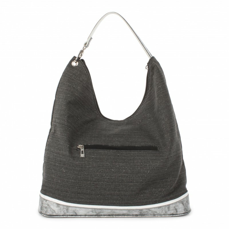 Celine Dion Softy Metallic Canvas Hobo – Black