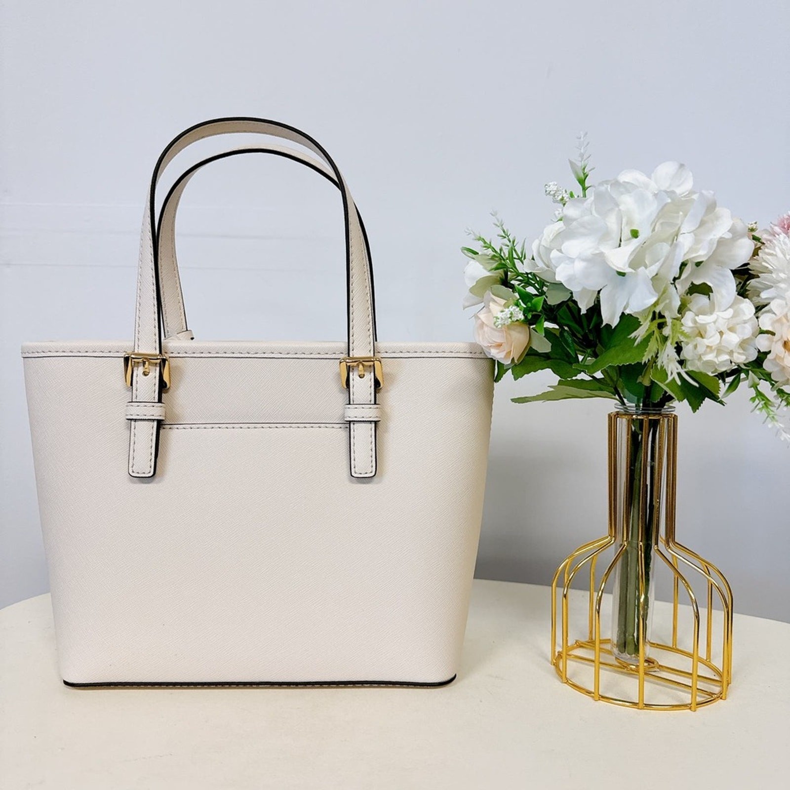 Michael Kors 35T9GTVT0L Jet Set Travel Extra-Small Saffiano Leather IN CREAM