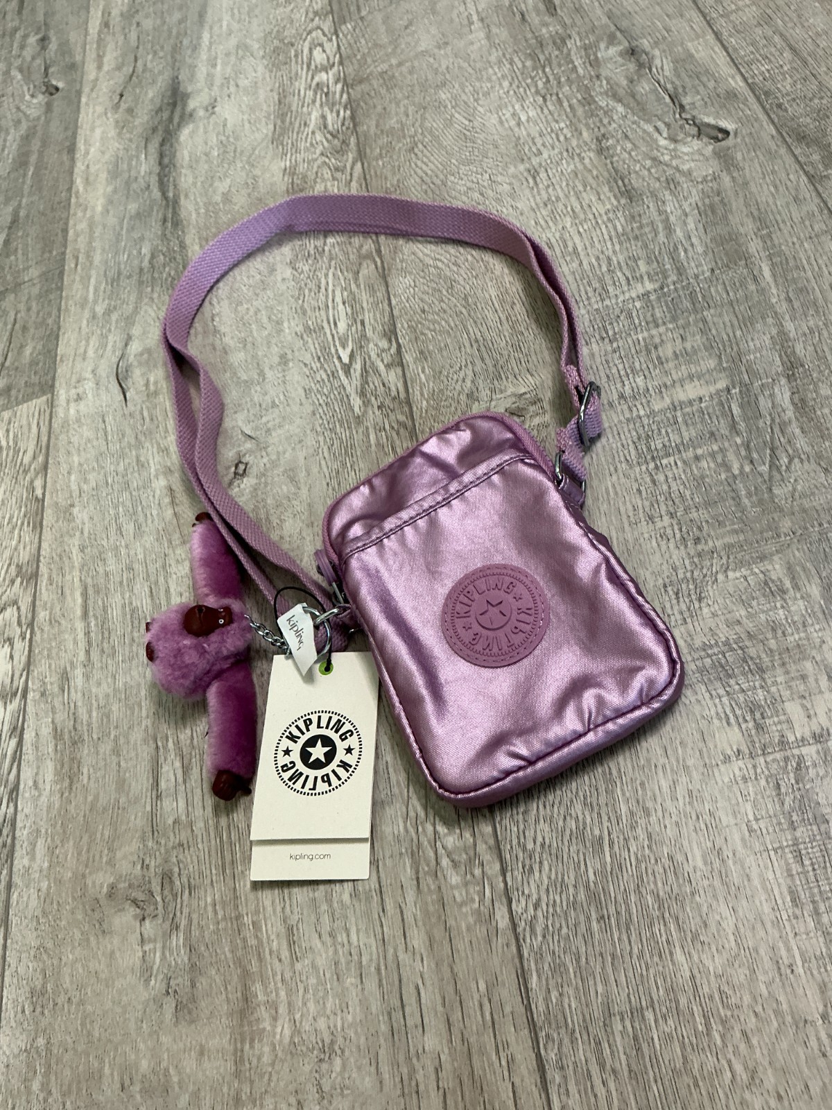 Kipling Metallic Berry Phone Crossbody Phone Bag Mini Sling NWT Monkey Charm