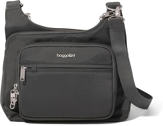 Baggallini Anti-Theft RFID Crossbody, 11×8.5, Lightweight Travel Bag, Charcoal