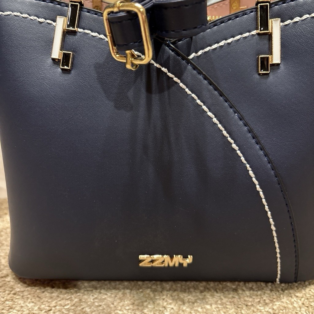 ZZMY Pink/Blue Colorblock Shoulder Bag Zip w/ Detachable Crossbody Strap Small