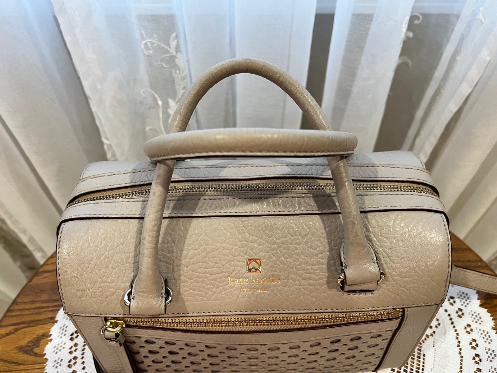 Kate Spade Perri Lane Bubbles Leather Crossbody Bag Taupe