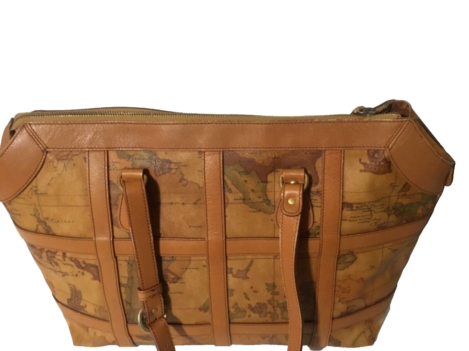 ALVIERO MARTINI 1A PRIMA CLASSE GEO MAP PVC LEATHER LARGE TOTE BAG