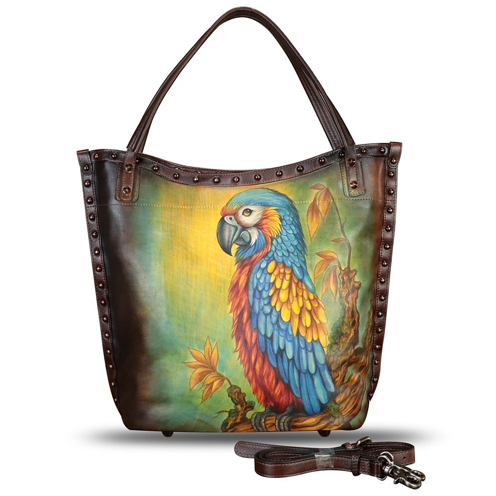 Genuine Leather Purses and Tote Bag for Women Hand Painted Shoulder Bag Satchel