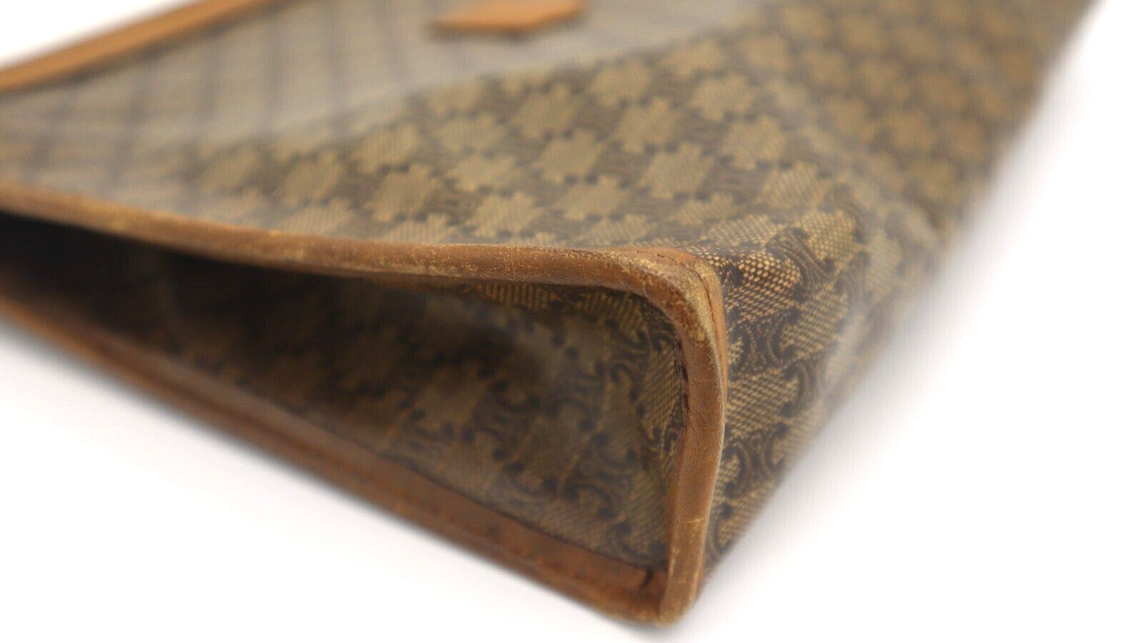 CELINE Clutch Bag Macadam PVC Leather Auth