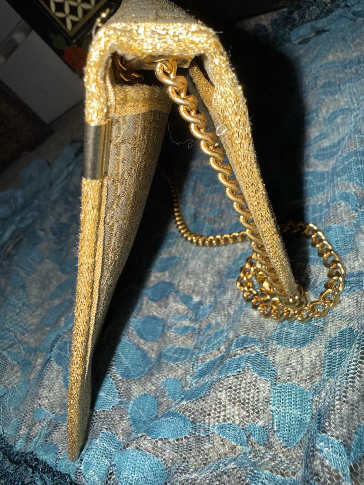 Vintage Christian Dior Metallic Gold Clutch Made in France 1960’s-80’s