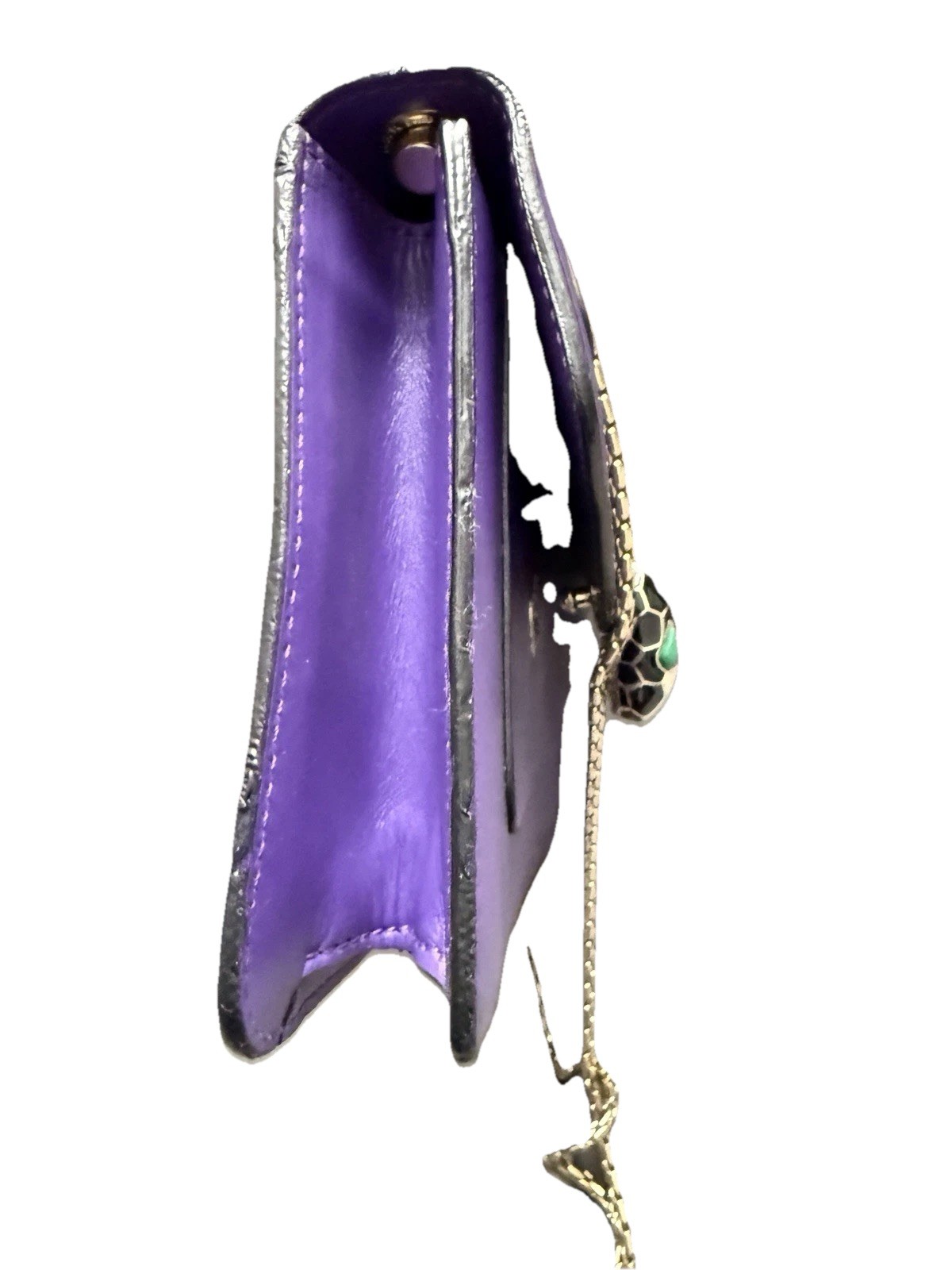 Authentic BVLGARI Serpenti Forever Purple Leather Crossbody Bag Snake Head Italy