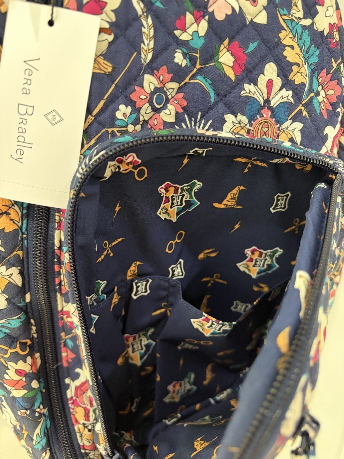NWT Harry Potter x Vera Bradley Sling Backpack Home to Hogwarts pattern New