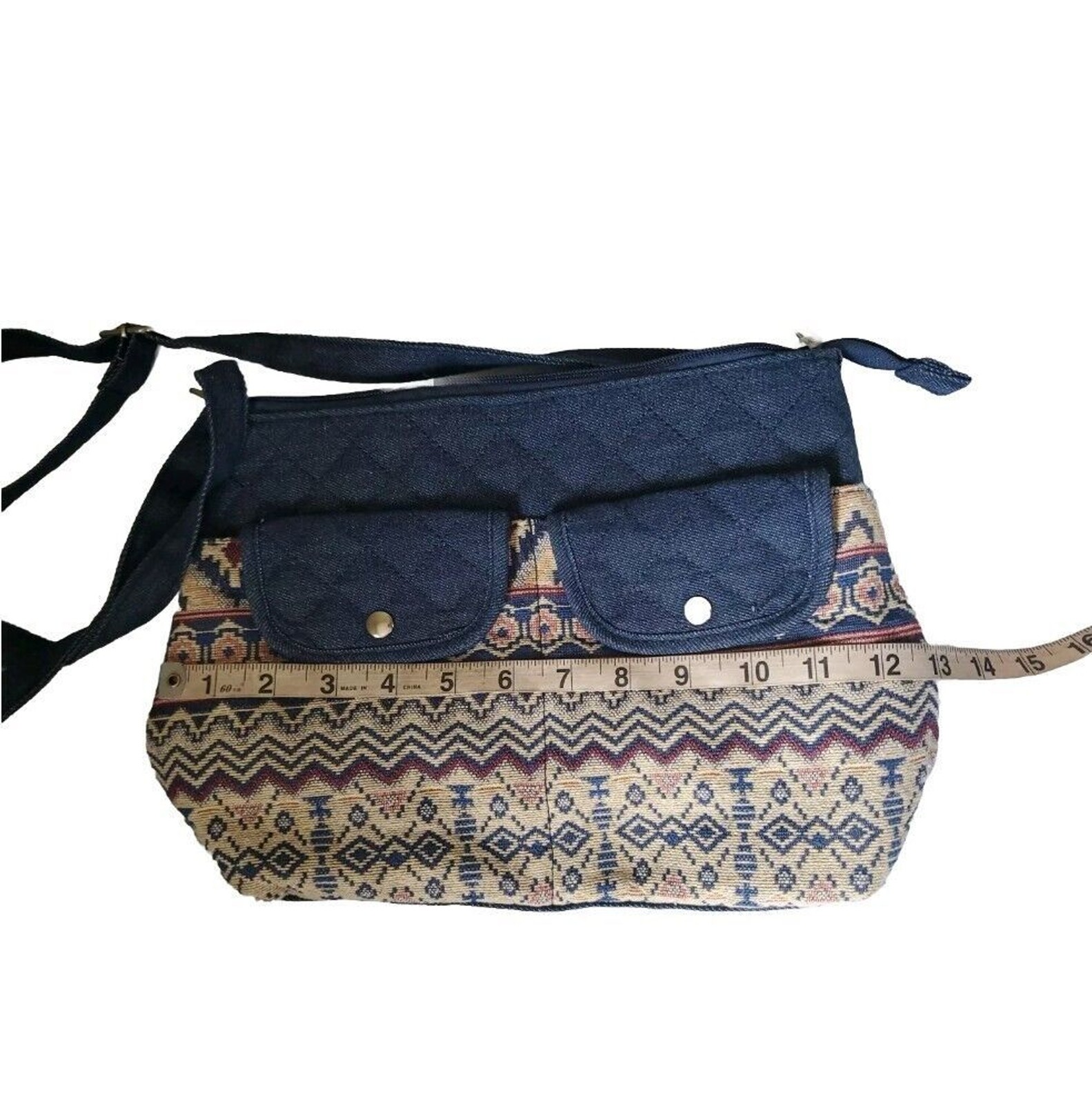 Canyon Sky Aztec Denim Crossbody Purse SouthWest Inspired Bag Design Native
