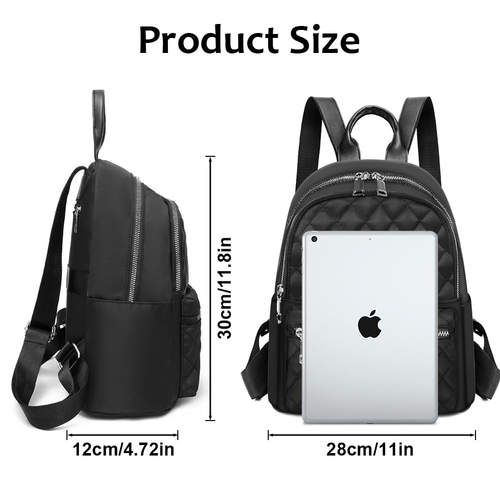 Lightweight Quilted Nylon Backpack Women Small Daypack Anti-Theft Travel Bag
