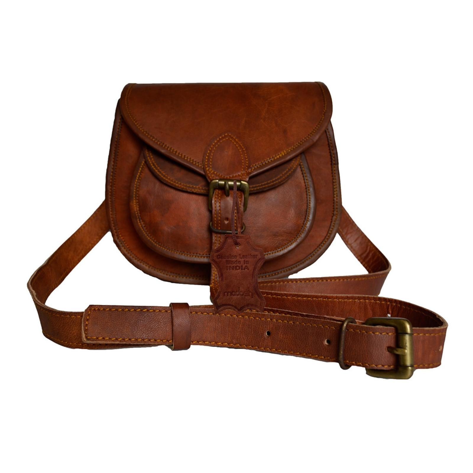 Womens Brown Leather Crossbody Small Shoulder Bag Casual Everyday Purse Handbag
