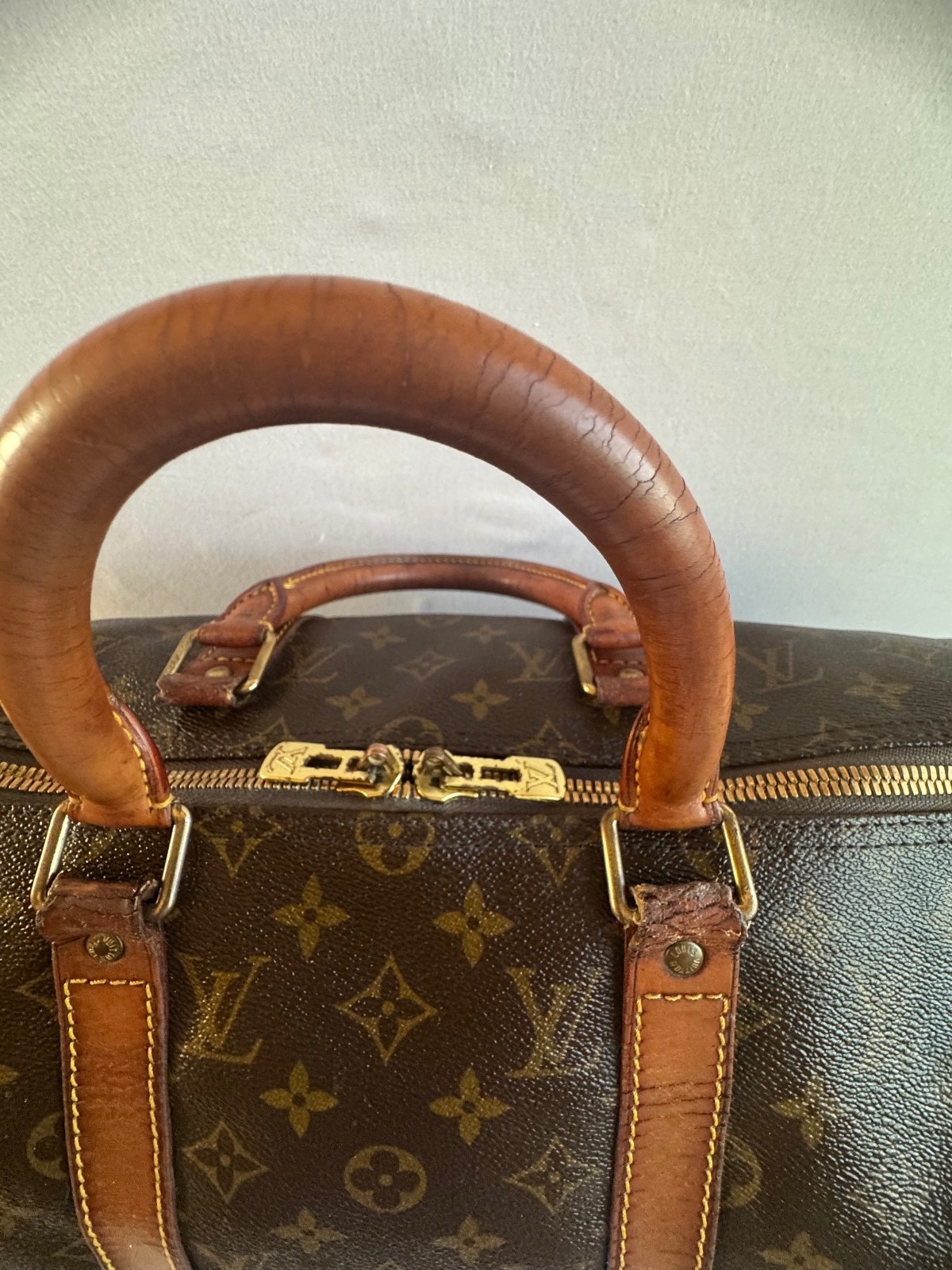 Louis Vuitton Keepall 45 Monogram Canvas Vintage Travel Bag Lock Tag Authentic