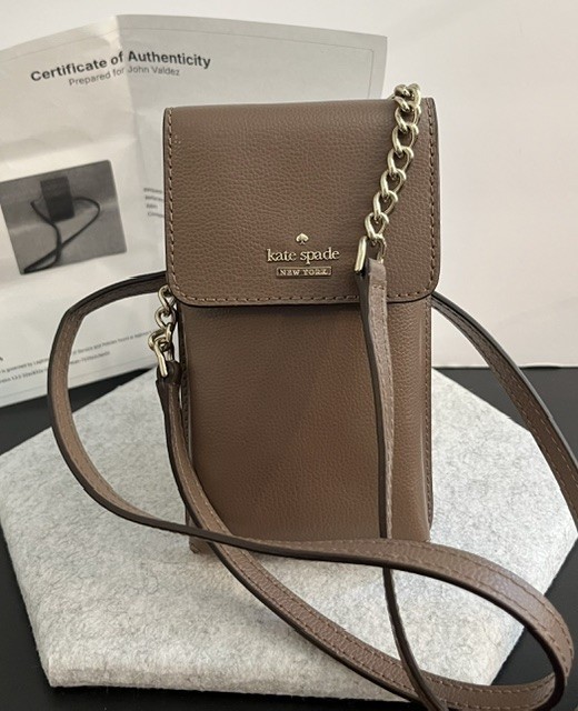 Kate Spade New York Taupe Pebbled Leather North South Chain Crossbody Phone Bag