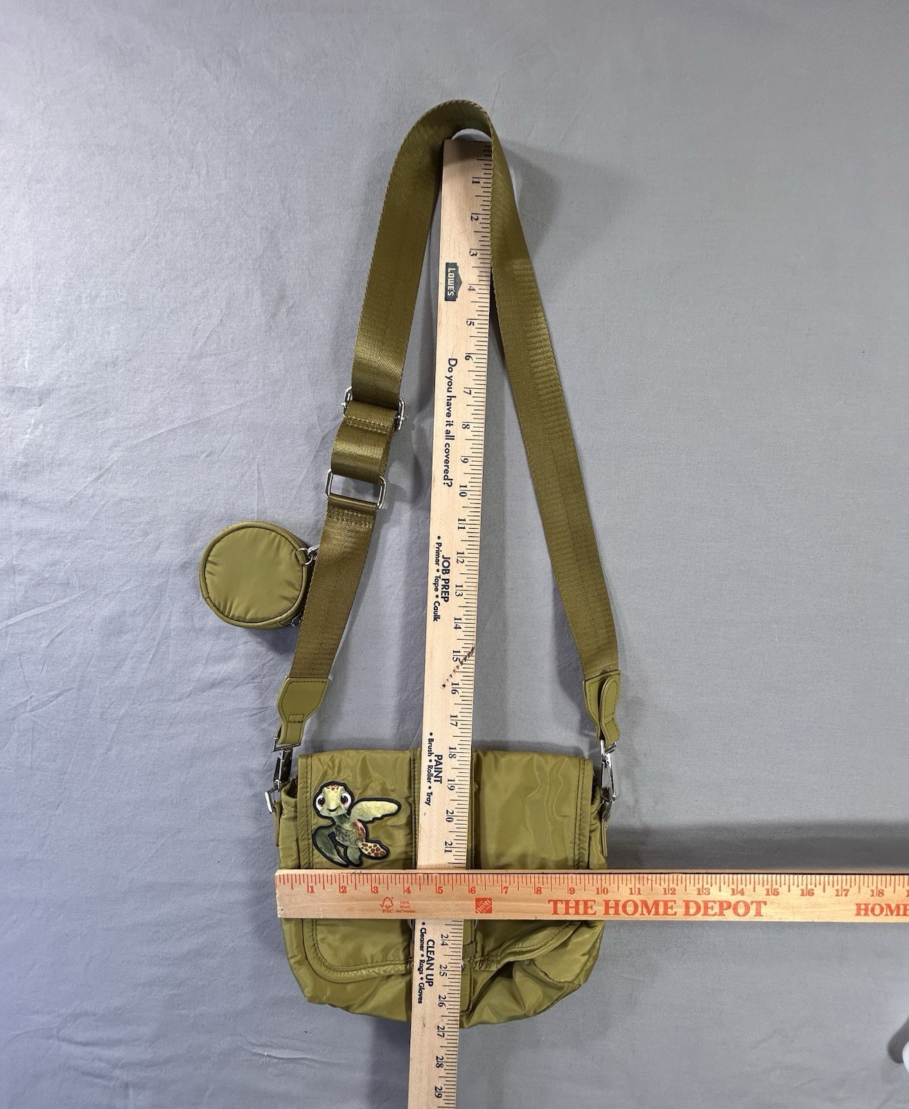 TOPSHOP Faux Buckle Snap Crossbody Bag Green Added Patch Squirt 11”x7.75”x4”