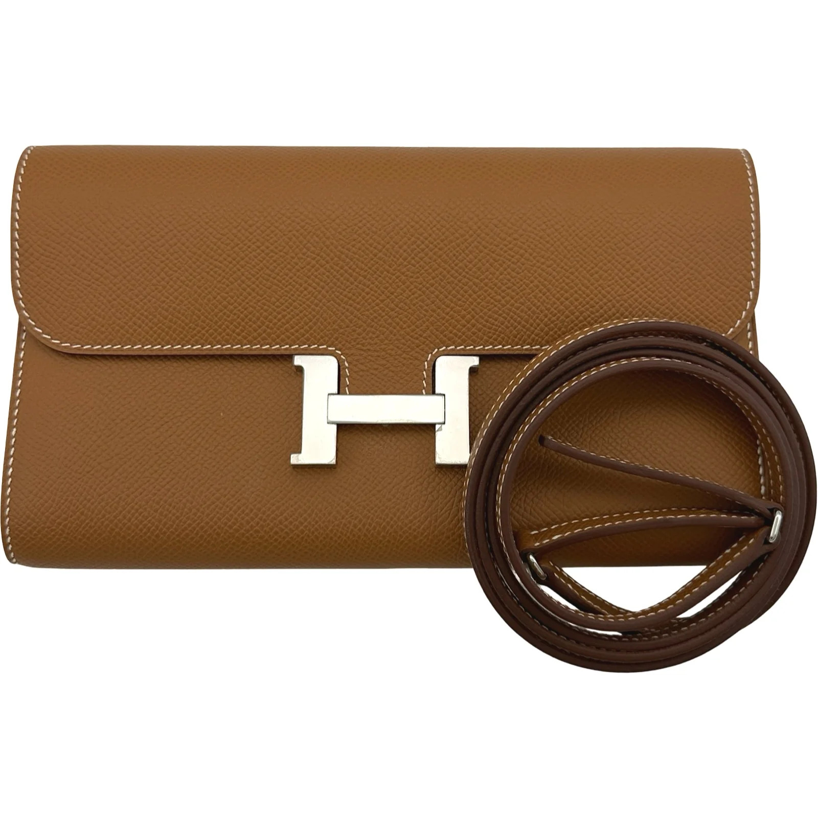 HERMES Constance Togo Gold Epsom Leather Shoulder Bag W Stamp #OKB4673