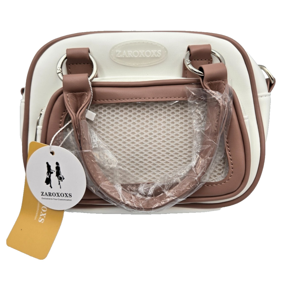 Cute Ita Kawaii Pin Display Backpack Shoulder Crossbody Bag, Pink & White