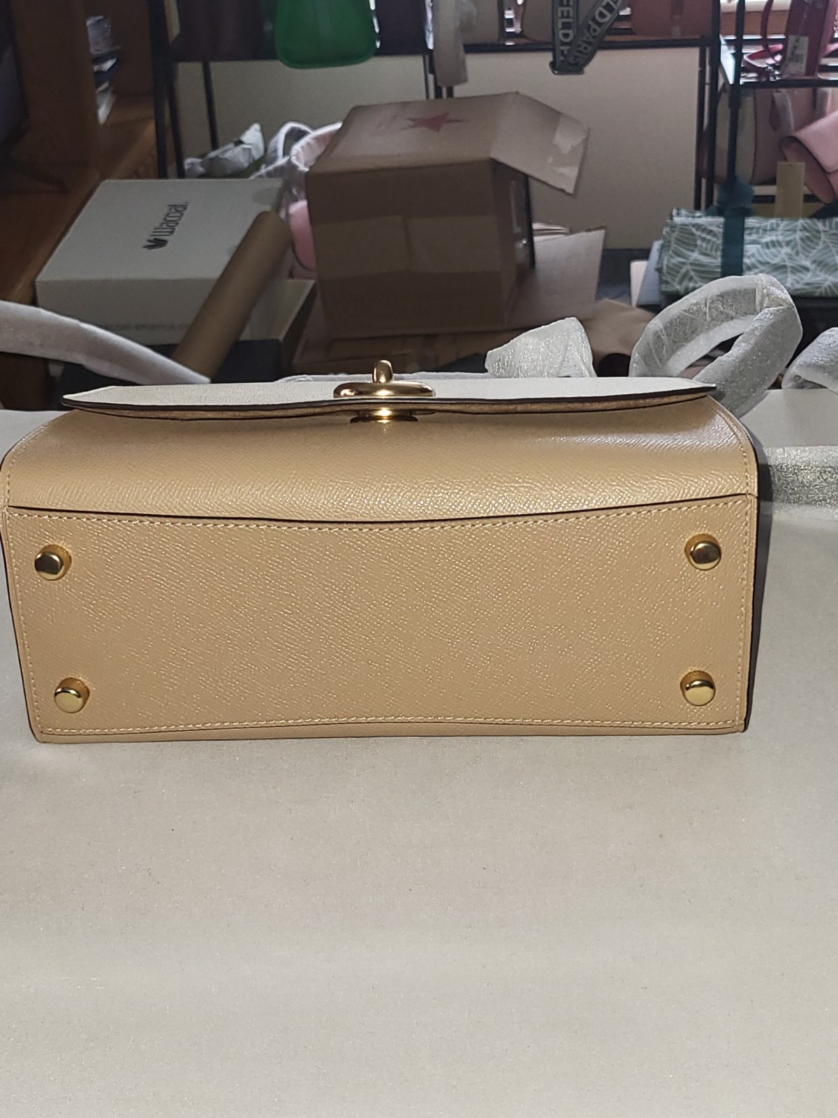 Coach Tilly Top Handle Crossgrain Leather Colorblock Crossbody In Taupe + Wallet