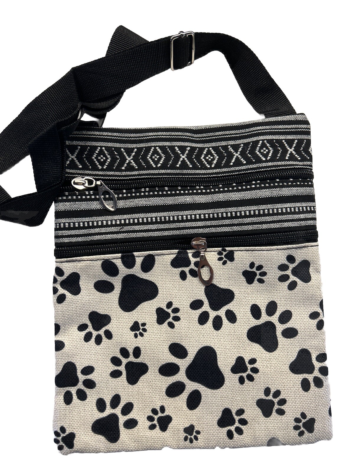 Dog Paw Print Crossbody Shoulder Bag 24cm X 21cm Zippered 2 Compartments