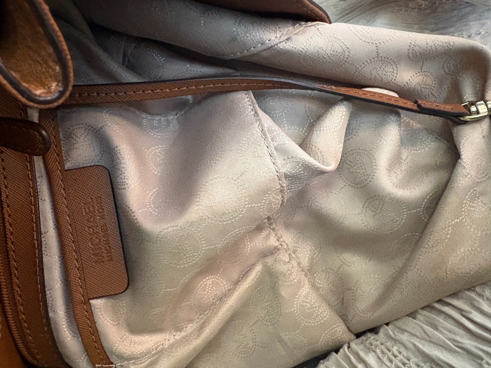Michael Kors Hamilton Brown Leather Satchel Tote Shoulder Bag