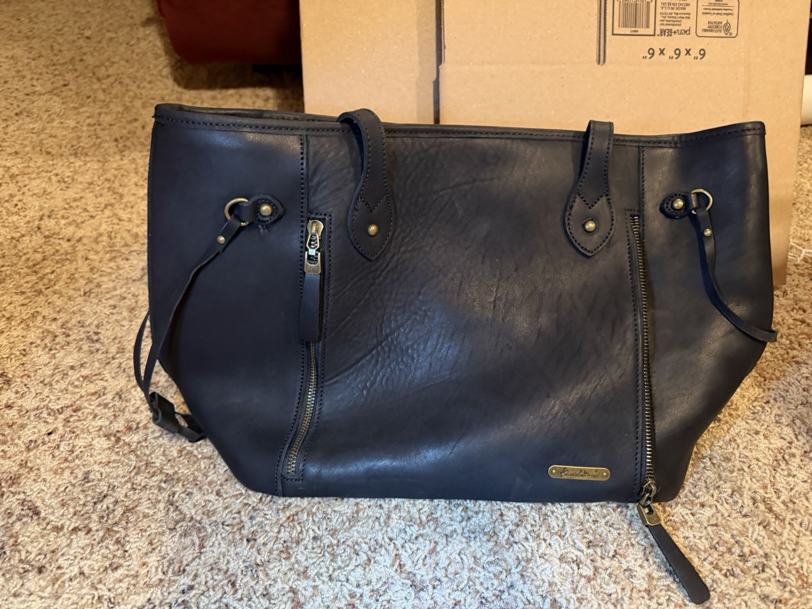 MWL-G002BK Black Leather Montana West Real Concealed Carry Wide Tote w/holster