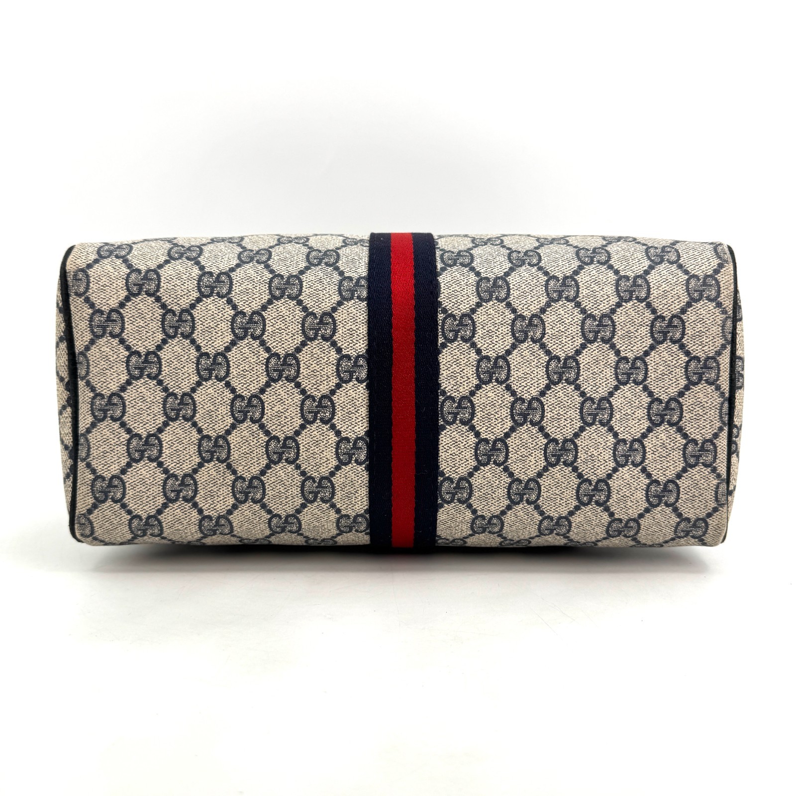 Vintage Gucci Hand Bag Sherry Navy Mini Boston Bag PVC Authentic 446T0403