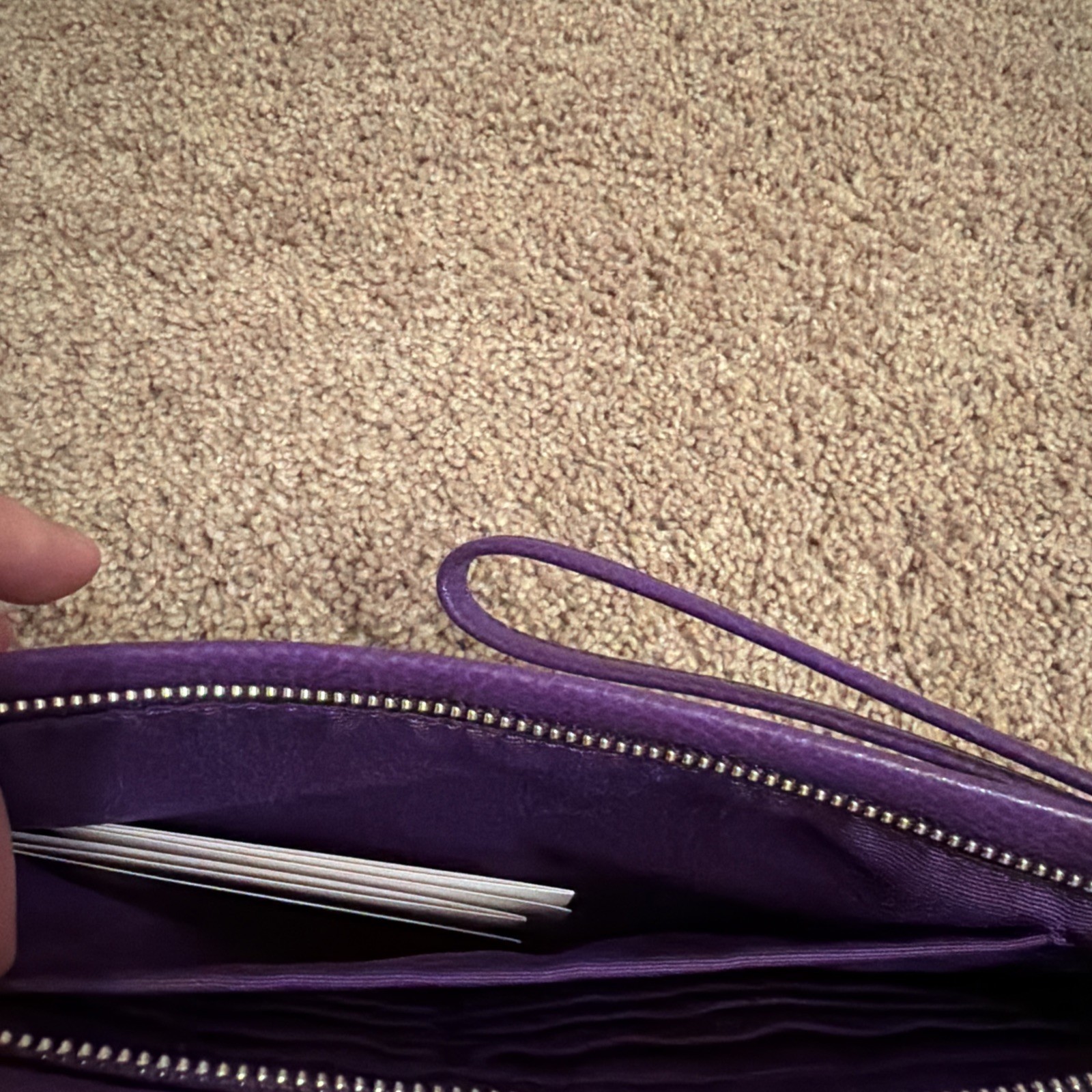 Coach Large Leather Wristlet Purple Never Used/Tags Inside (9 inch wide)