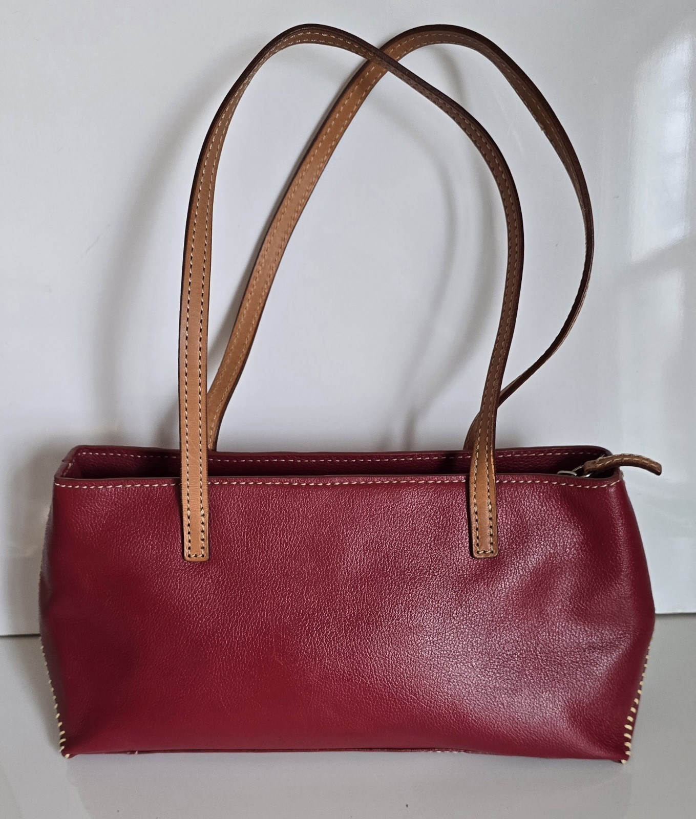Ann Taylor NWT Red Leather Shoulder Bag Zip Top Handbag Purse