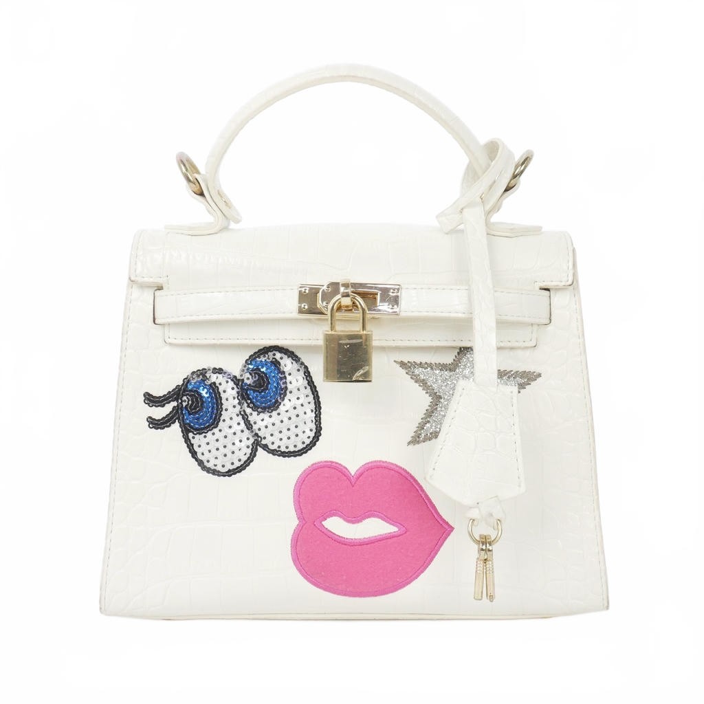 Play No More SHYGIRL White Faux Leather Shoulder Bag 19cm/7.5in B Used