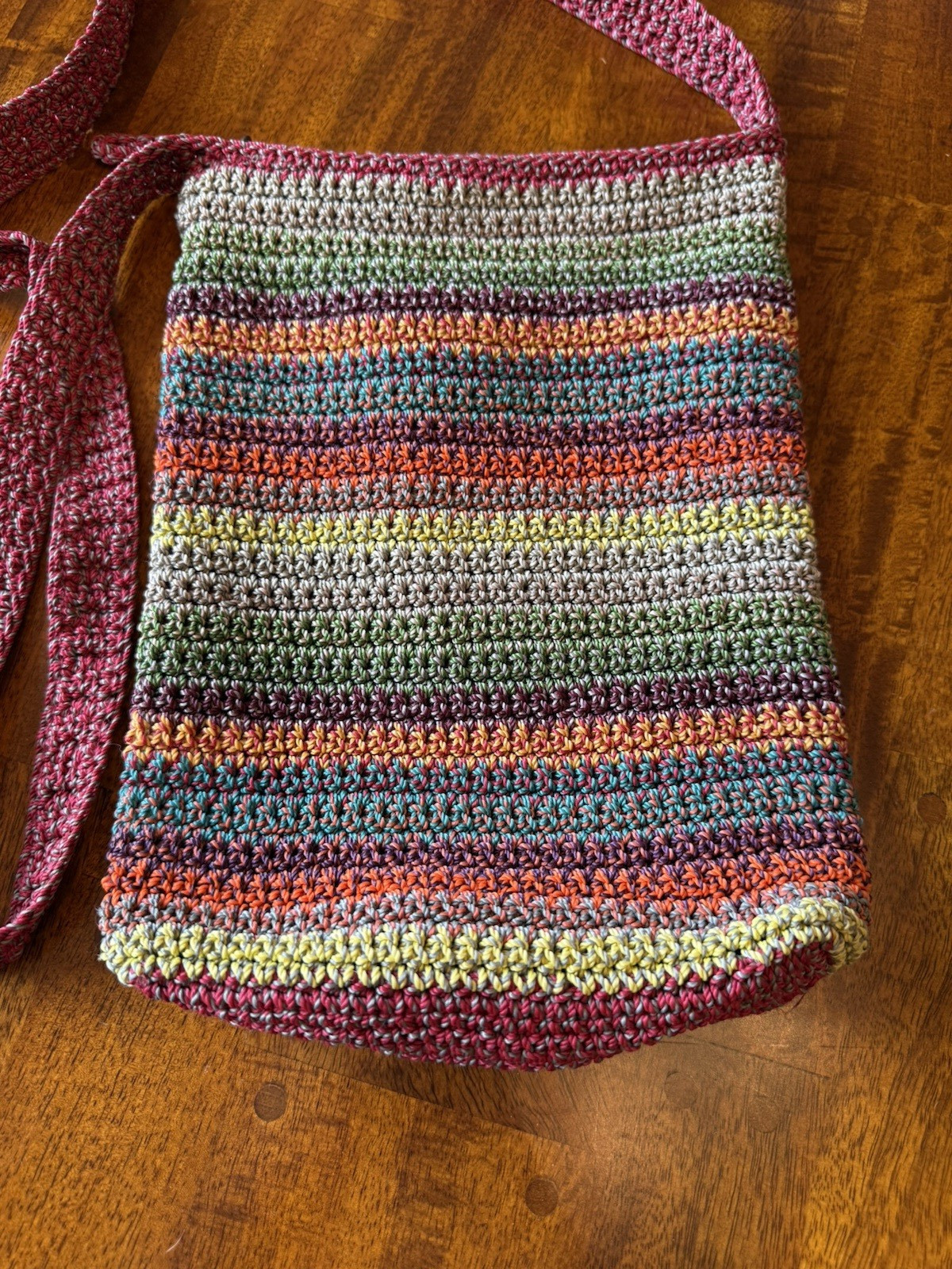 Lina Boho Multi Color Woven Crochet Macrame Crossbody Bag