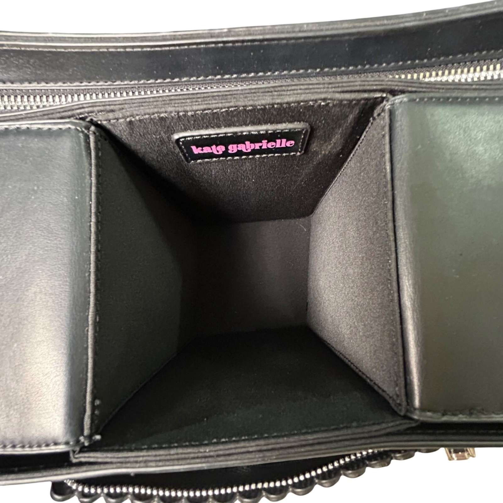 Kate Gabrielle Black Double Cup Holder Vegan Leather Crossbody Satchel Bag