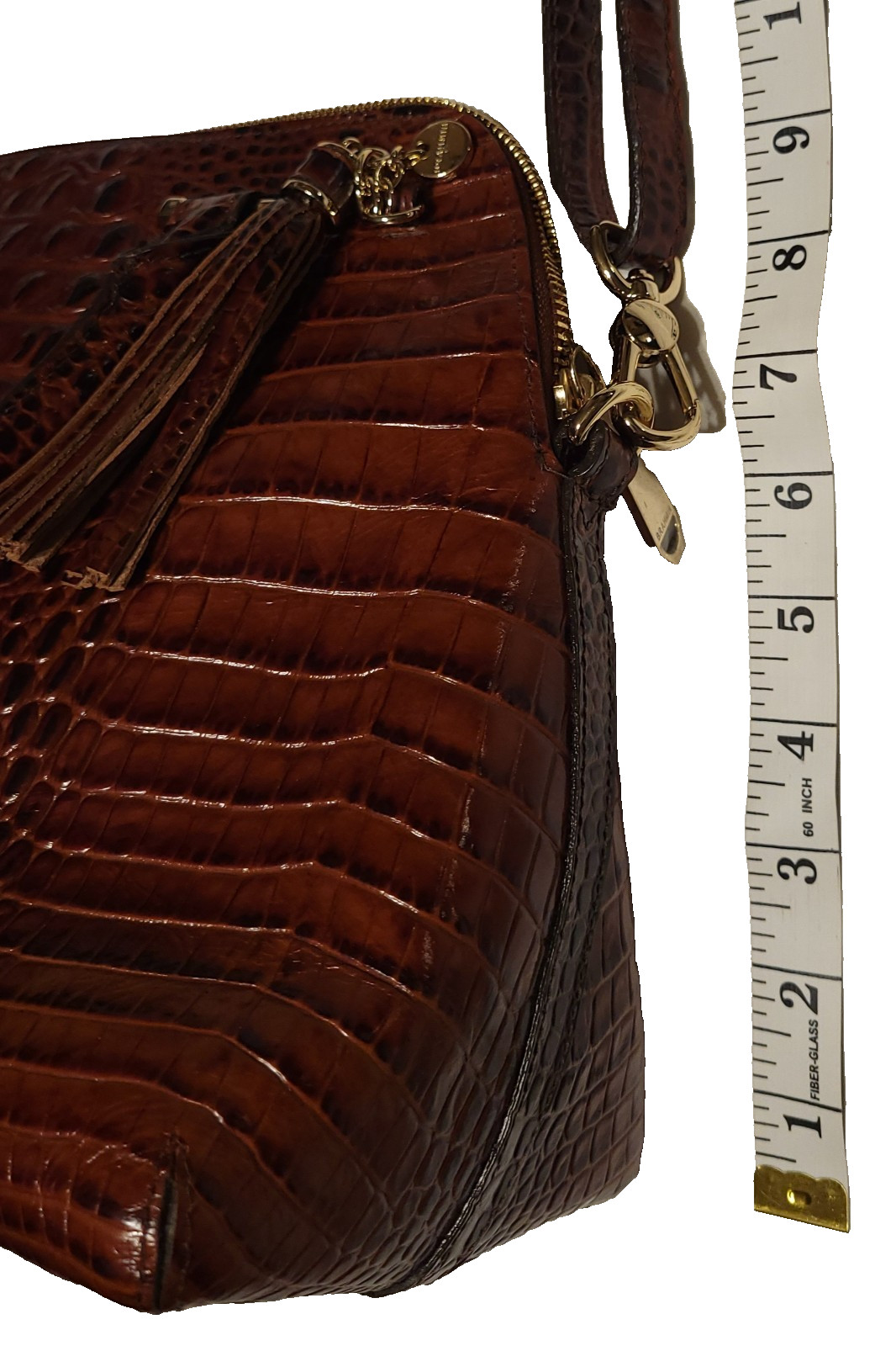 Brahmin SYDNEY PECAN Melbourne Satchel Shoulder Bag Brown Croc-Embossed NWT
