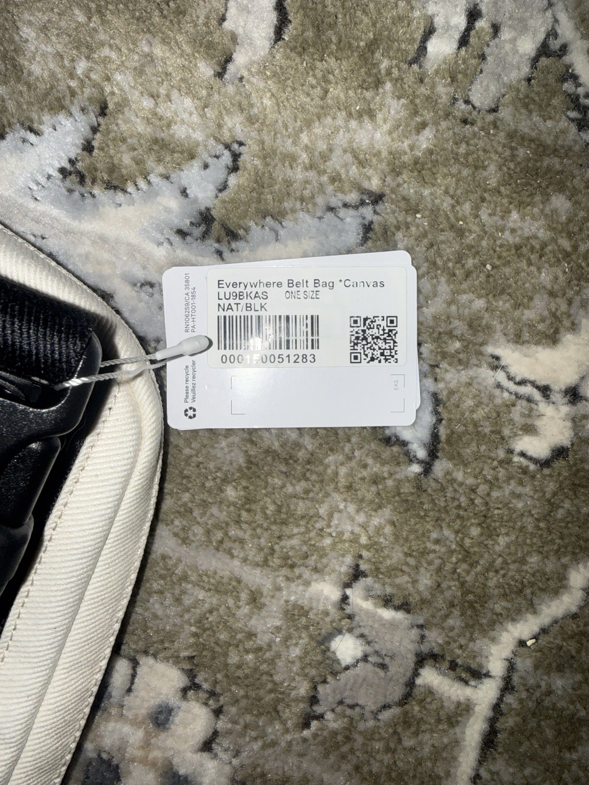 Lululemon Everywhere Belt Bag 1L Canvas, Natural/Black, New