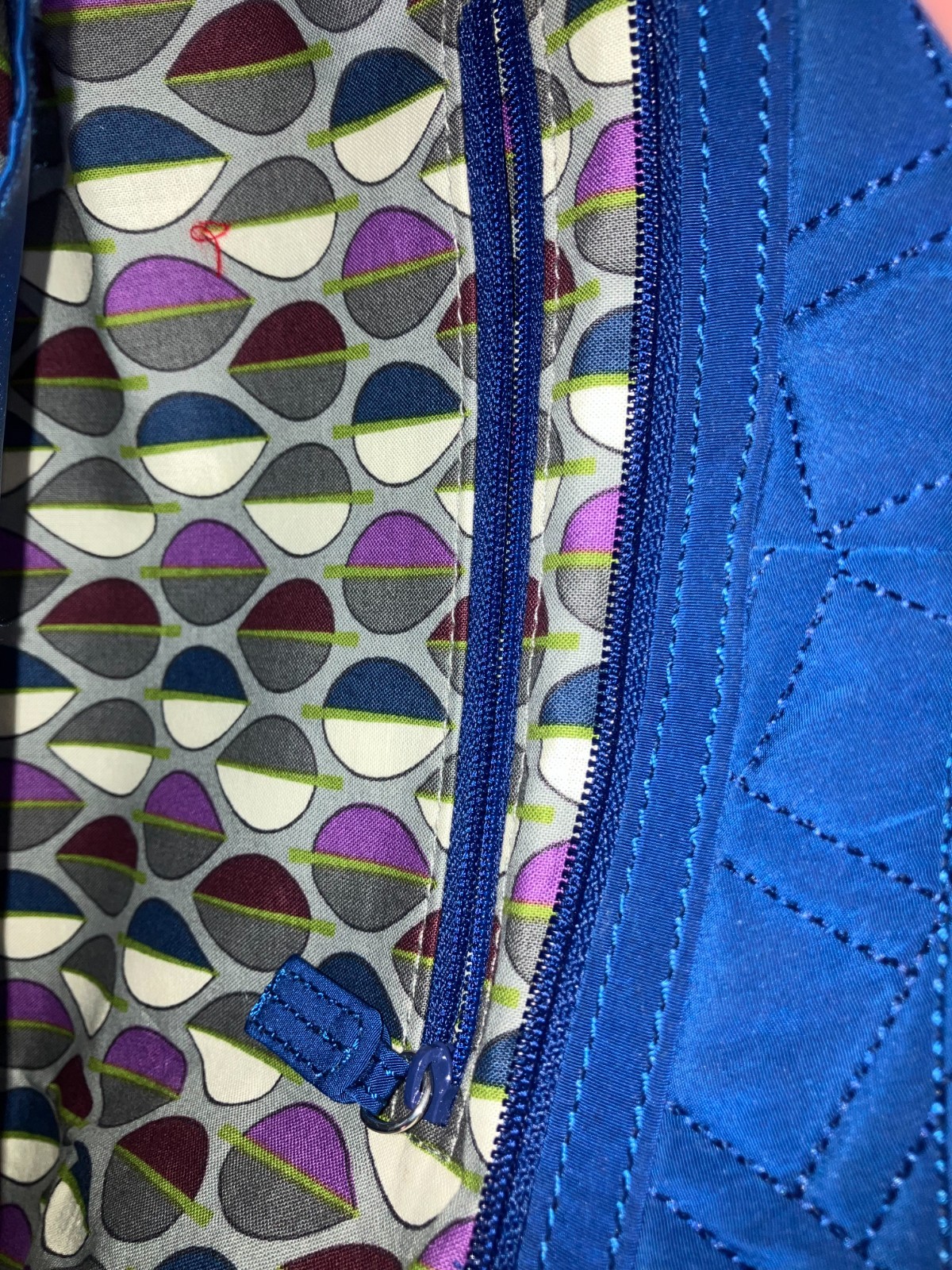 Vera Bradley Shoulder Bag Women Blue Emily Satchel Cobalt Purse Travel Handbag