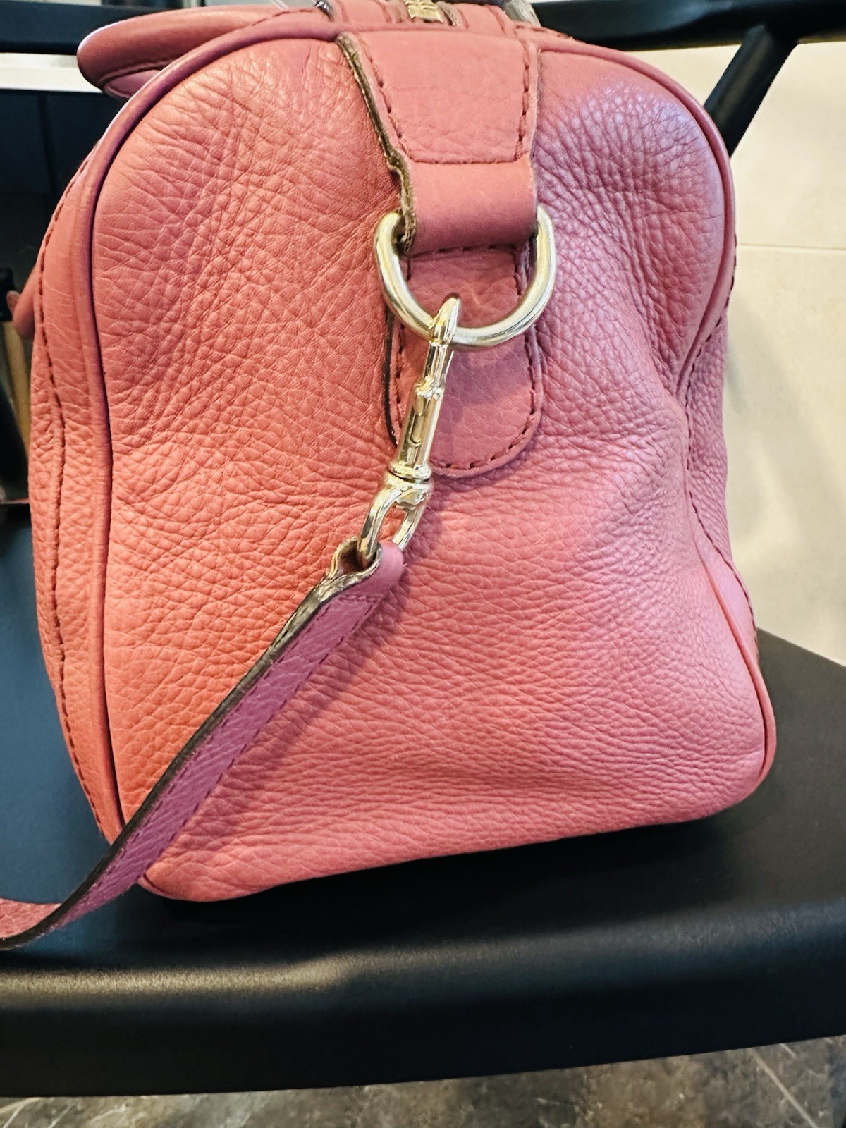 GUCCI Leather Boston Bag Joy With Strap