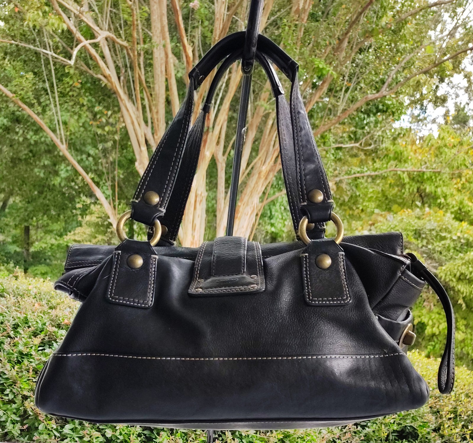 Coach MEDIUM 10330 65th Anniversary Mandy Vintage Black Leather Shoulder Bag