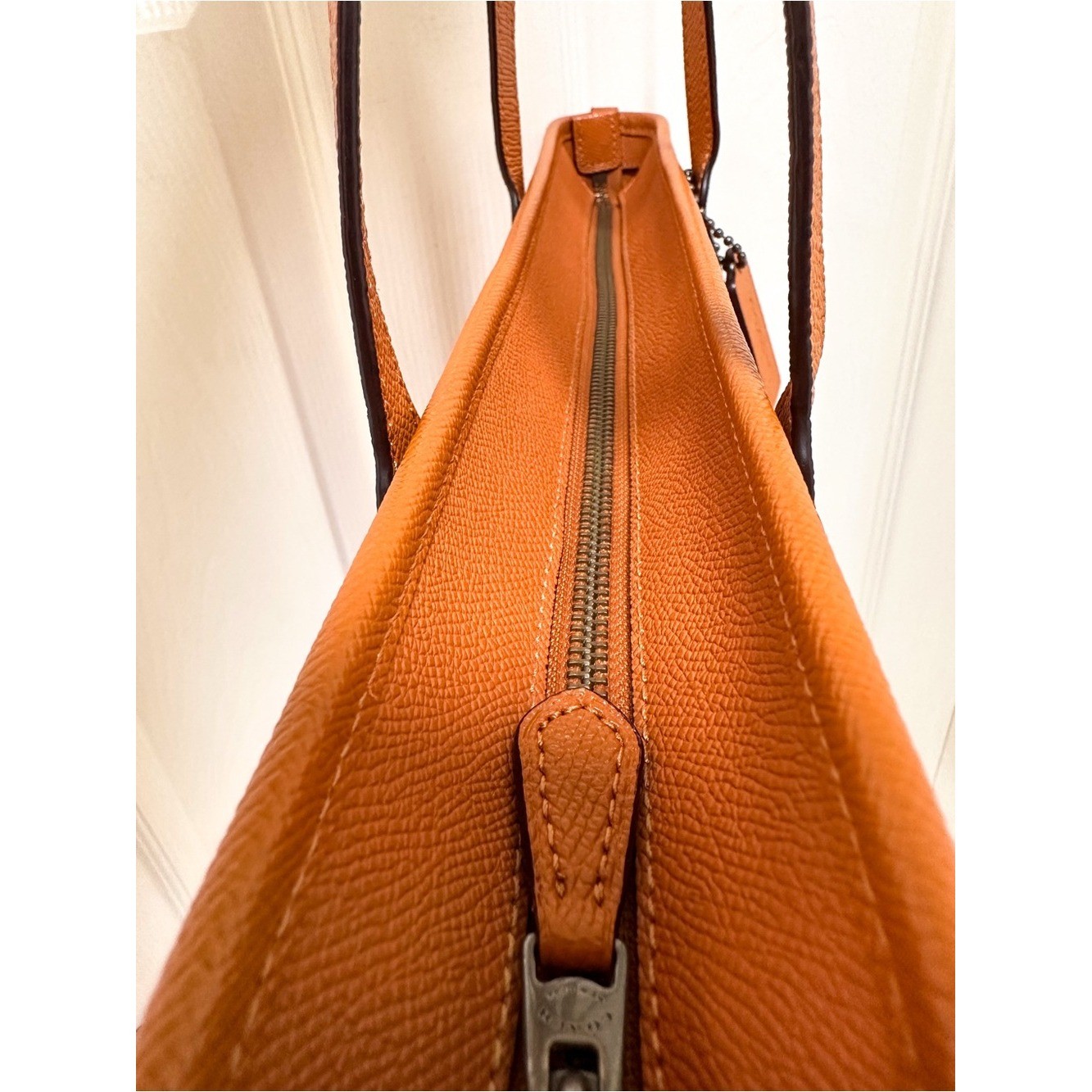 Coach City Zip Tote Large Bag Deep Caramel Tan Crossgrain Leather