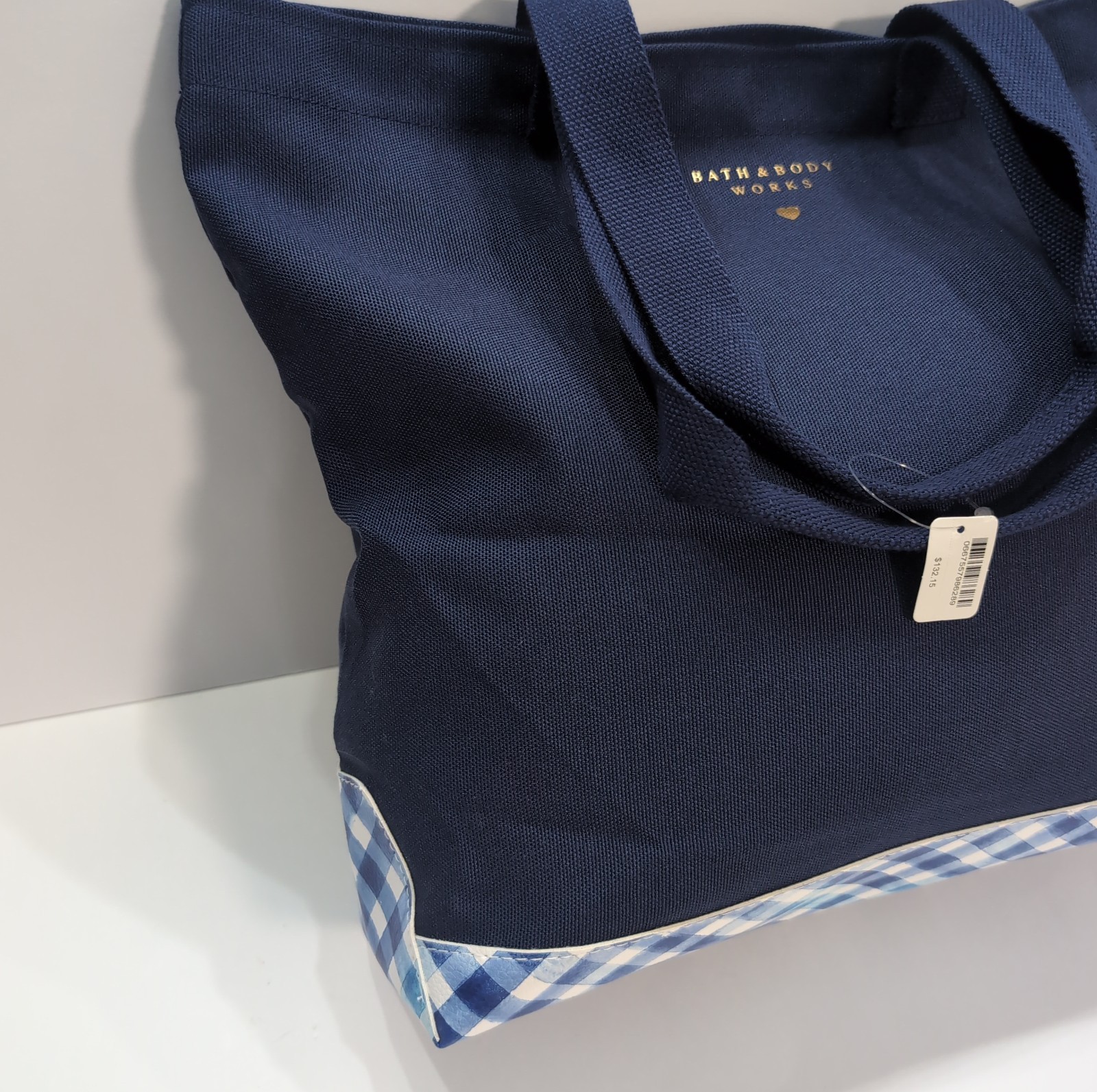 Bath And Body Works Gingham Tote Bag Shoulder Bag Blue Limited Edition New!