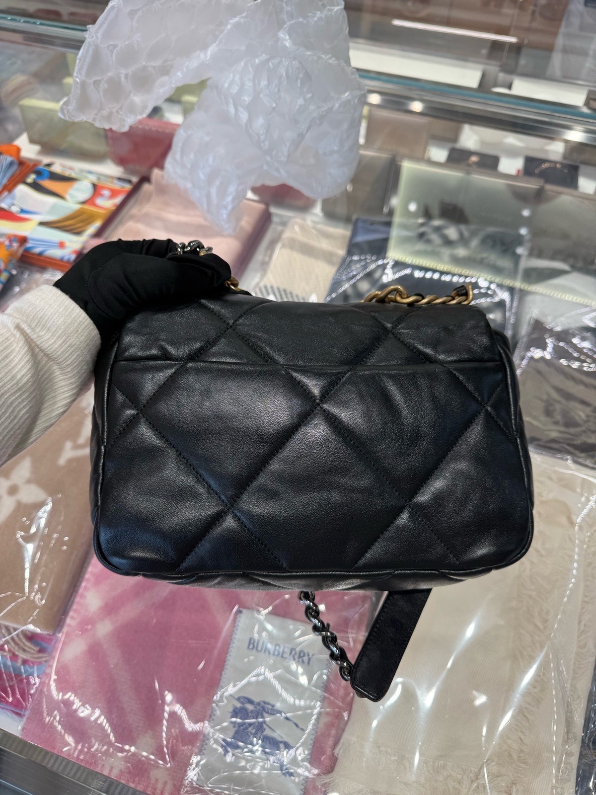 Chanel 19 Bag Small Black Lambskin Leather Shoulder Crossbody Bag Duty Paid