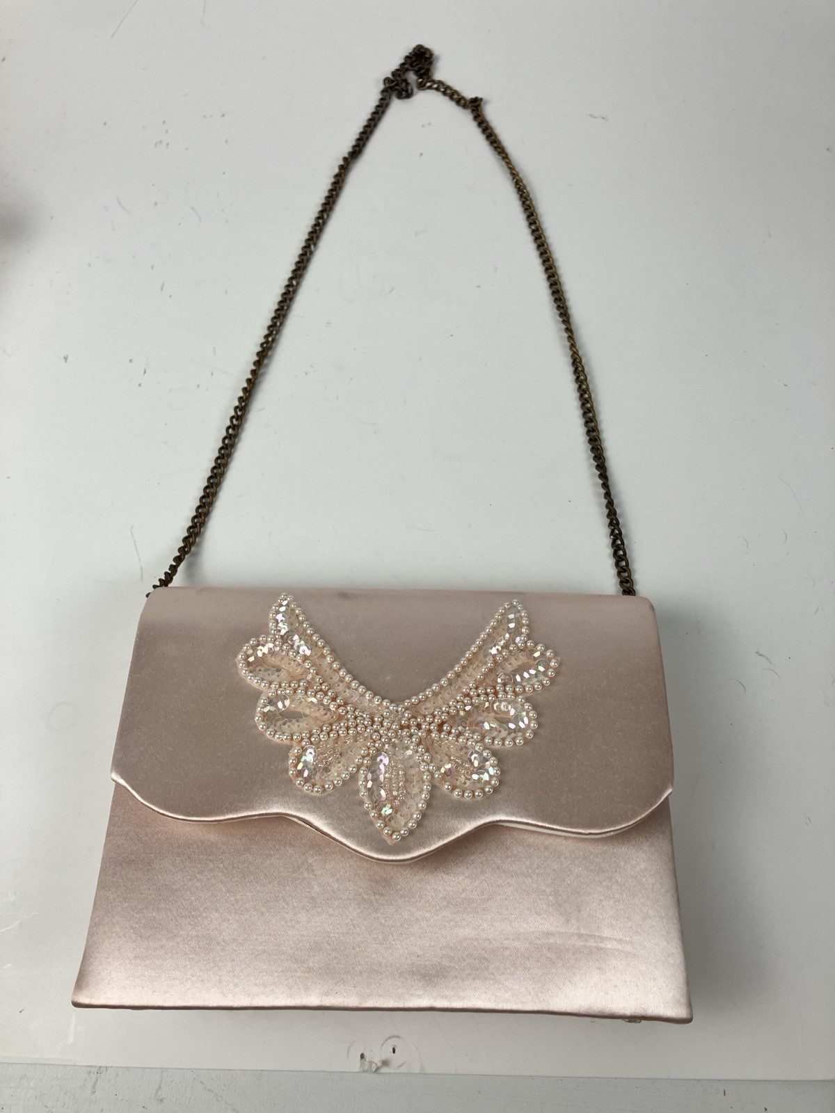 Elegant Pink Purse New In Original Packaging With Chain Strap Handle Great Price